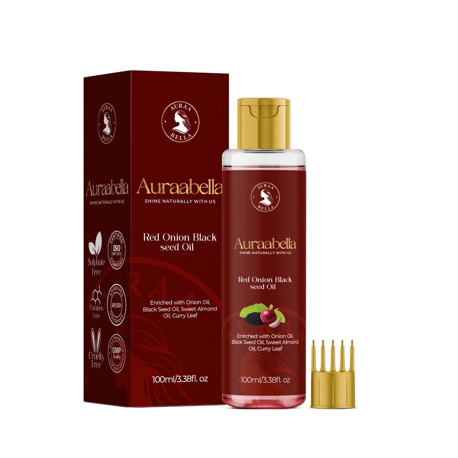 Auraabella Red Onion Black Seed Hair Oil - Image 3