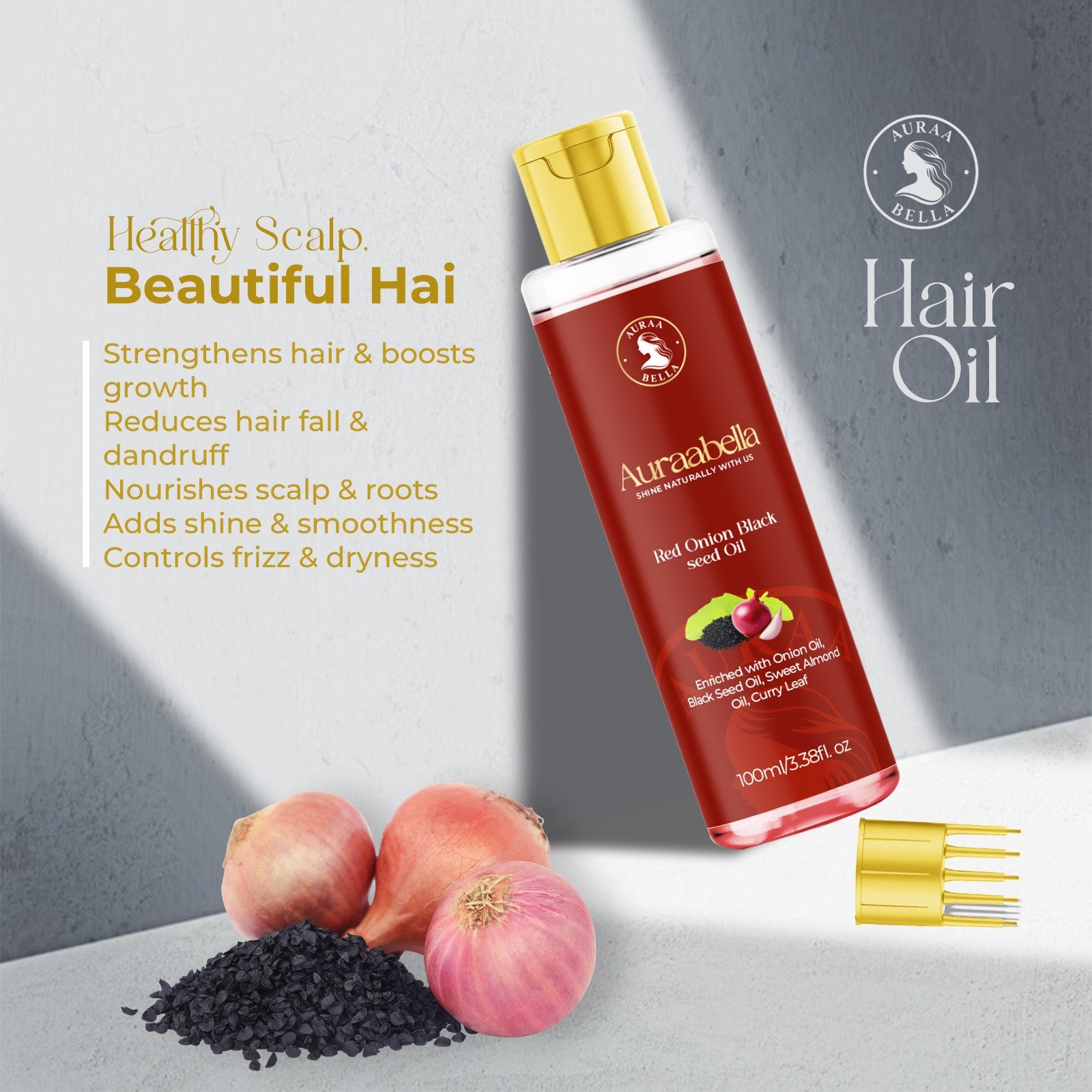 Auraabella Red Onion Black Seed Hair Oil - Image 4