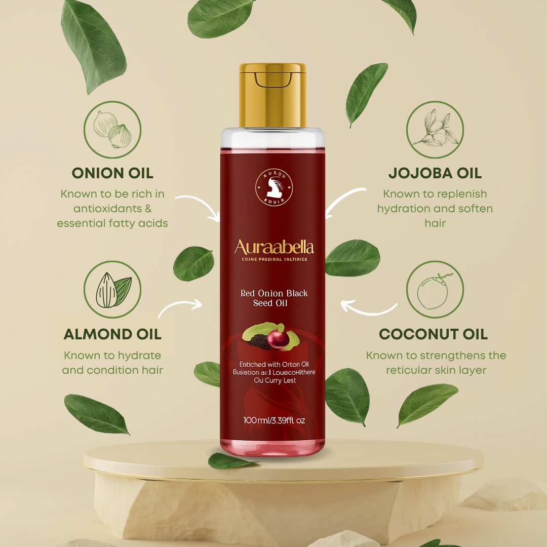 Auraabella Red Onion Black Seed Hair Oil - Image 2